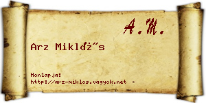 Arz Miklós névjegykártya